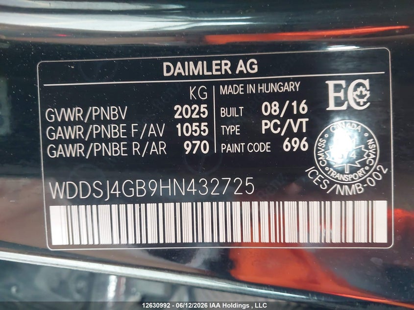2017 Mercedes-Benz Cla 250 4Matic VIN: WDDSJ4GB9HN432725 Lot: 12630992