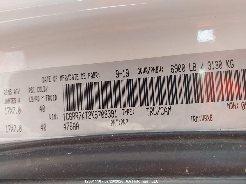 2019 RAM 1500 PICKUP 5.7L V-8 VVT, 395HP