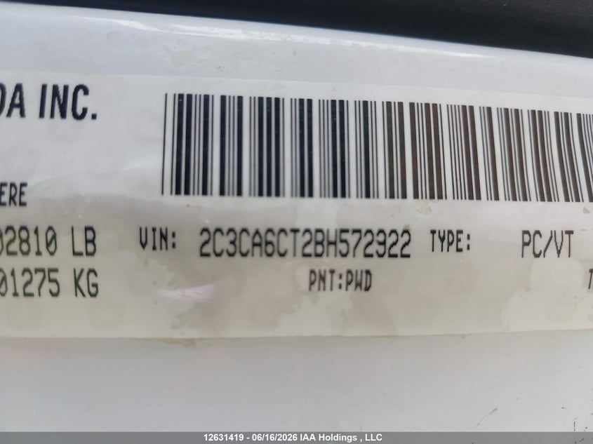 2011 Chrysler 300C VIN: 2C3CA6CT2BH572922 Lot: 12631419