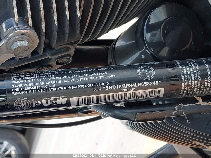 2020 Harley-Davidson Flhxs VIN: 5HD1KRP34LB658245 Lot: 12632062
