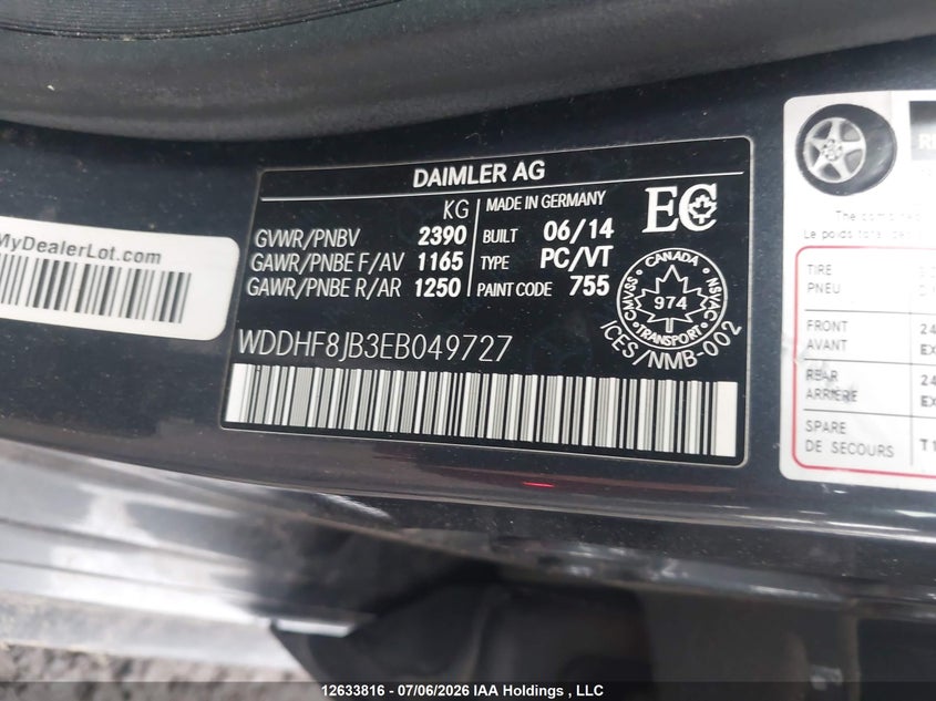 2014 MERCEDES-BENZ E-KLASSE SEDAN 3.5L V-6 DI, DOHC, VVT, 302HP