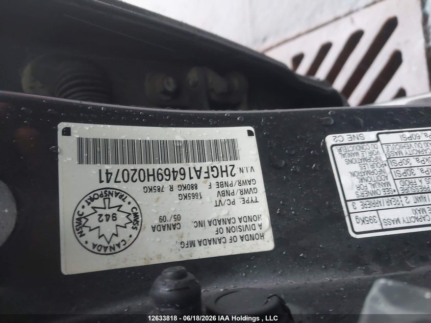 2009 HONDA CIVIC SEDAN 1.8L I4 FI SOHC 16V NF4
