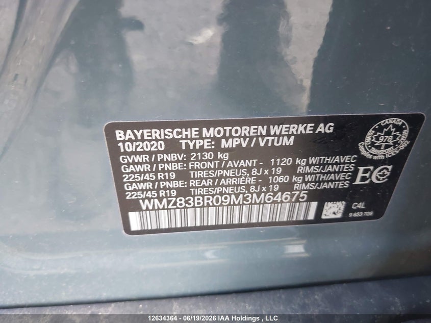 2021 Mini Countryman Cooper S VIN: WMZ83BR09M3M64675 Lot: 12634364