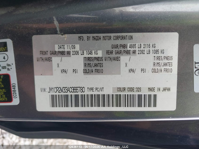 2010 Mazda Mazda5 Gs/Gt VIN: JM1CR2W33A0366780 Lot: 12636113