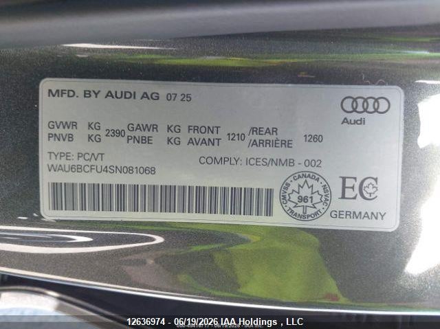 2025 AUDI A5 HATCHBACK 2.0L I-4 DI, DOHC, VVT, TURBO, 268HP