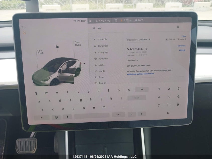 2021 Tesla Model Y VIN: 5YJYGDEE1MF076411 Lot: 12637148