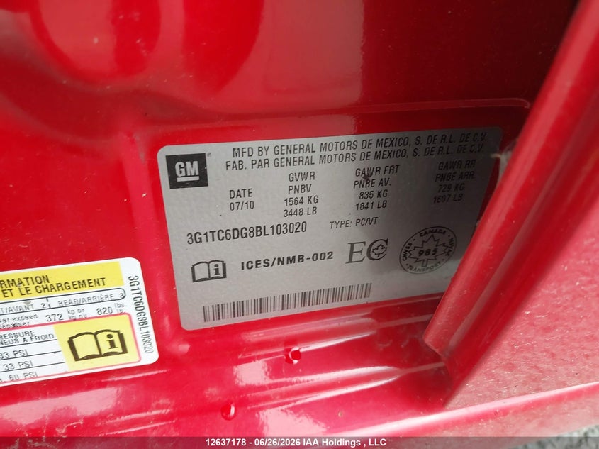 2011 CHEVROLET AVEO HATCHBACK 1.6L I-4 DOHC, VVT, 108HP