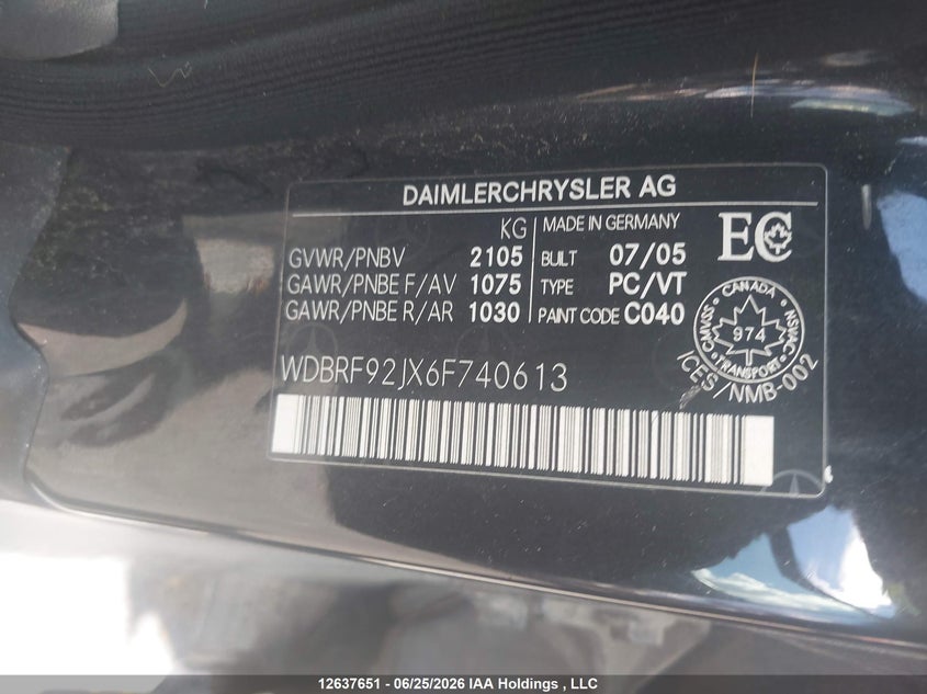 2006 Mercedes-Benz C 280 4Matic/Elegance 4Matic VIN: WDBRF92JX6F740613 Lot: 12637651