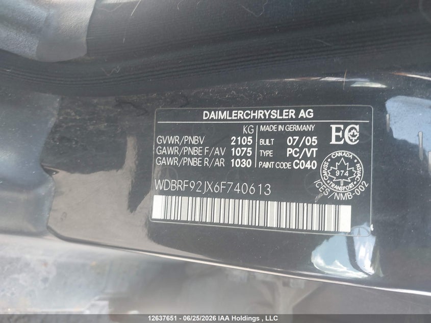 2006 Mercedes-Benz C 280 4Matic/Elegance 4Matic VIN: WDBRF92JX6F740613 Lot: 12637651