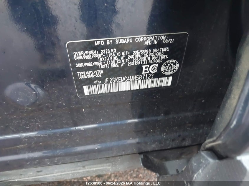 2021 SUBARU FORESTER SPORT UTILITY VEHICLE 2.5L H-4 DI, DOHC, VVT, 182HP