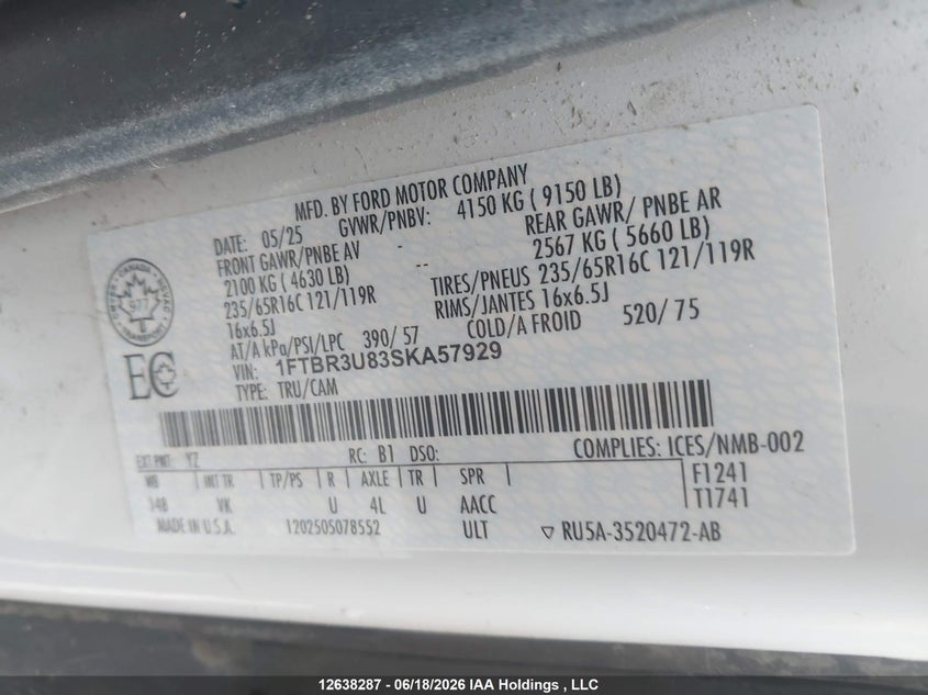 2025 FORD TRANSIT-250 CARGO VAN 3.5L V-6 DI, DOHC, VVT, 275HP
