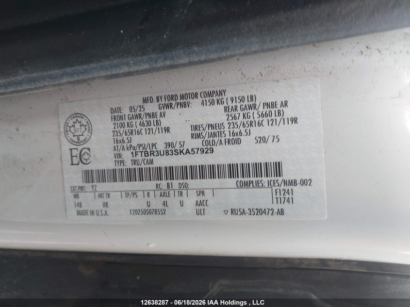 2025 FORD TRANSIT-250 CARGO VAN 3.5L V-6 DI, DOHC, VVT, 275HP