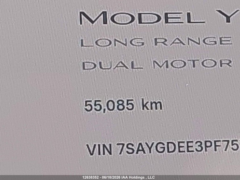 2023 Tesla Model Y Long Range VIN: 7SAYGDEE3PF757564 Lot: 12638352