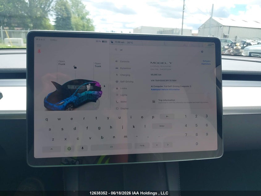 2023 Tesla Model Y Long Range VIN: 7SAYGDEE3PF757564 Lot: 12638352