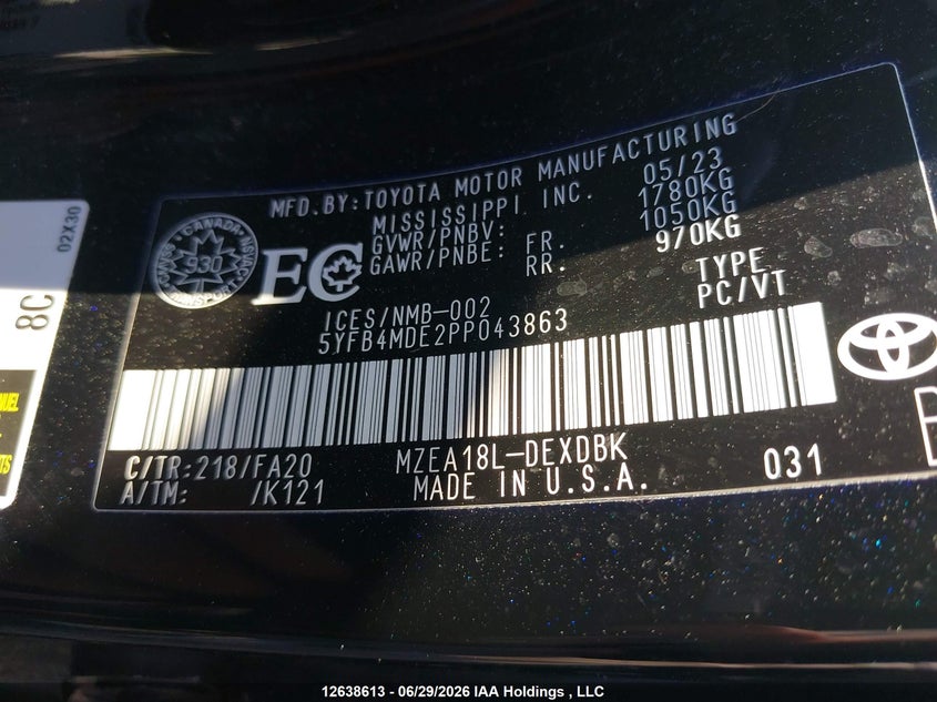 2023 TOYOTA COROLLA SEDAN 2.0L I-4 DI, DOHC, VVT, 169HP