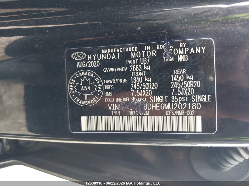 2021 Hyundai Palisade Luxury 7-Passenger Seating VIN: KM8R3DHE6MU202180 Lot: 12638918