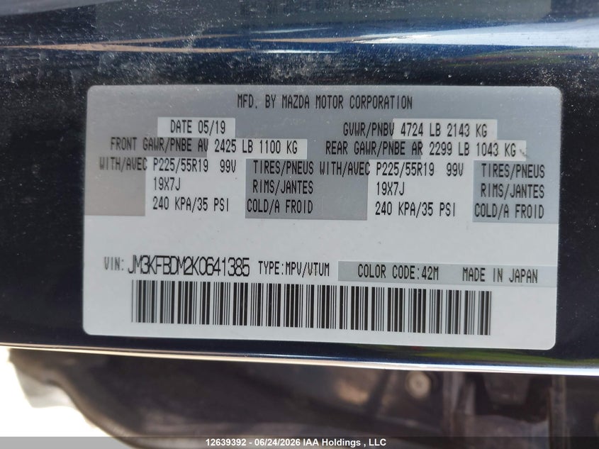 2019 MAZDA CX -5 GT 4DR AWD SPORT UTILITY VEHICLE 2.5L I4 N