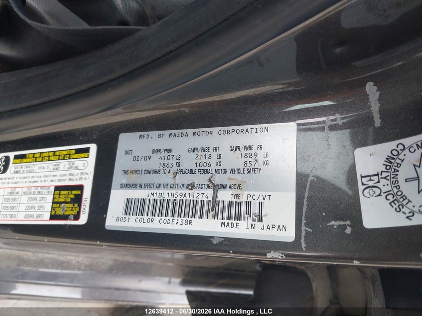2010 Mazda Mazda3 Gs/Gt VIN: JM1BL1H59A1127413 Lot: 12639412