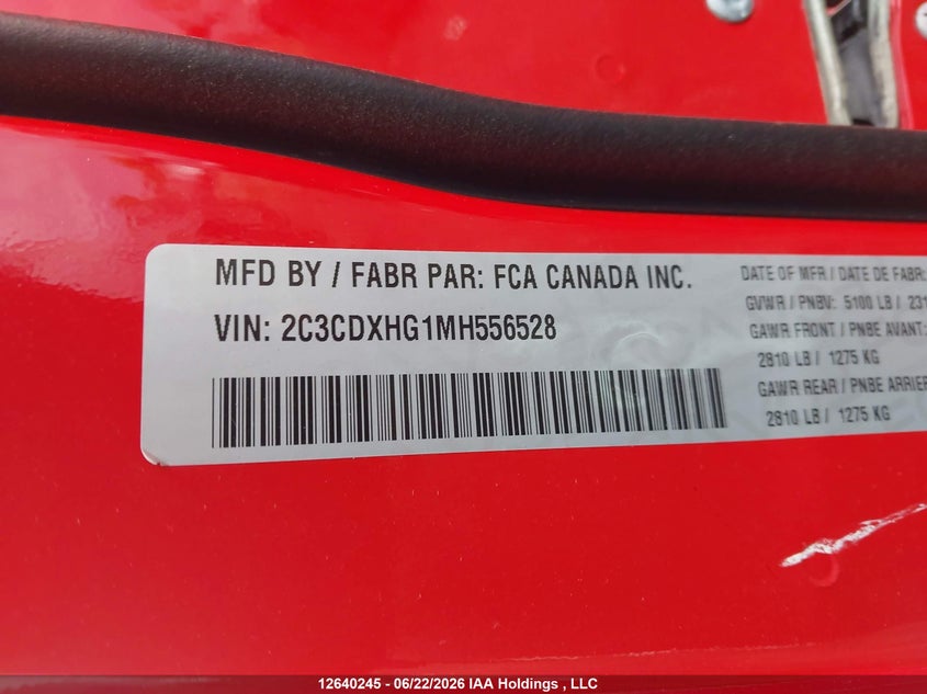 2021 DODGE CHARGER SEDAN 3.6L V-6 DOHC, VVT, 300HP