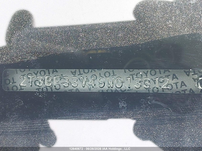 2009 Toyota Rav4 VIN: 2T3BF33V49W013312 Lot: 12640672