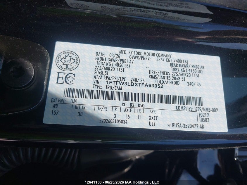2026 FORD F-150 PICKUP 3.5L V6 FI DOHC 24V NF4