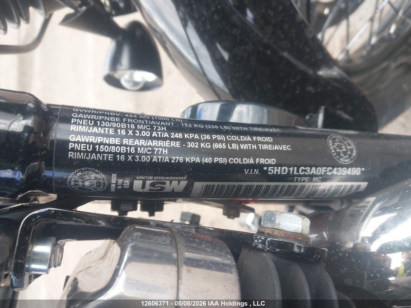 2015 Harley-Davidson Xl1200 Forty-Eight VIN: 5HD1LC3A0FC439490 Lot: 12606371X