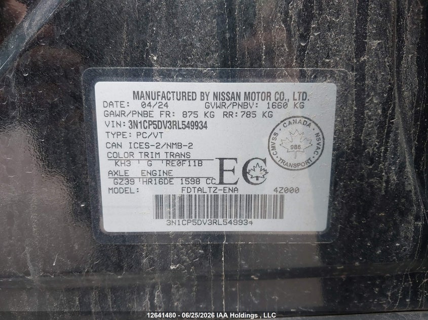2024 Nissan Kicks Sr VIN: 3N1CP5DV3RL549934 Lot: 12641480