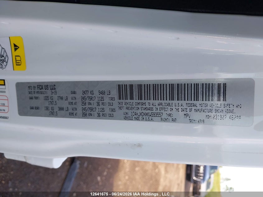 2019 Jeep Wrangler Unlimited Sport S 4X4 VIN: 1C4HJXDNXKW593557 Lot: 12641675