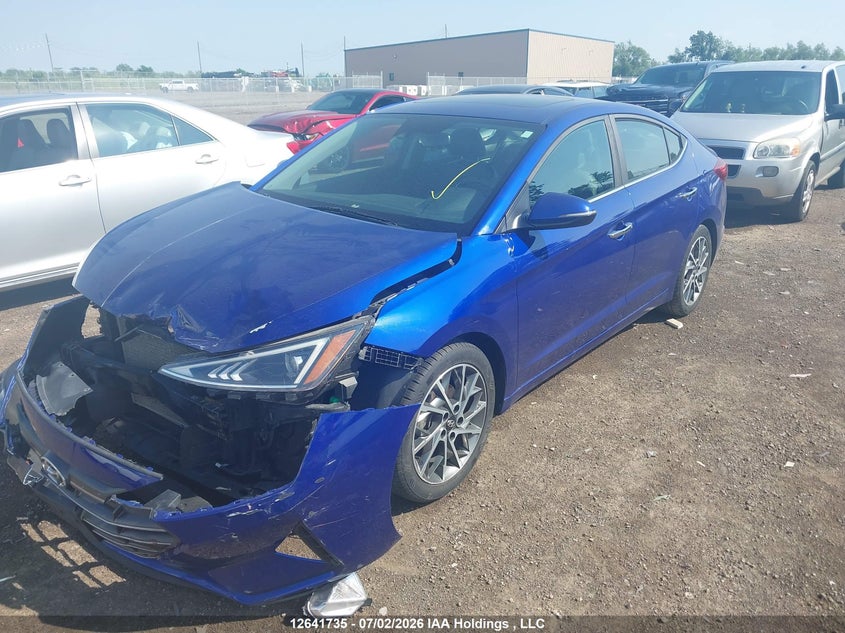 2019 Hyundai Elantra Luxury, Удар спереди, IAAI, VIN KMHD84LF4KU770808 — фото 2