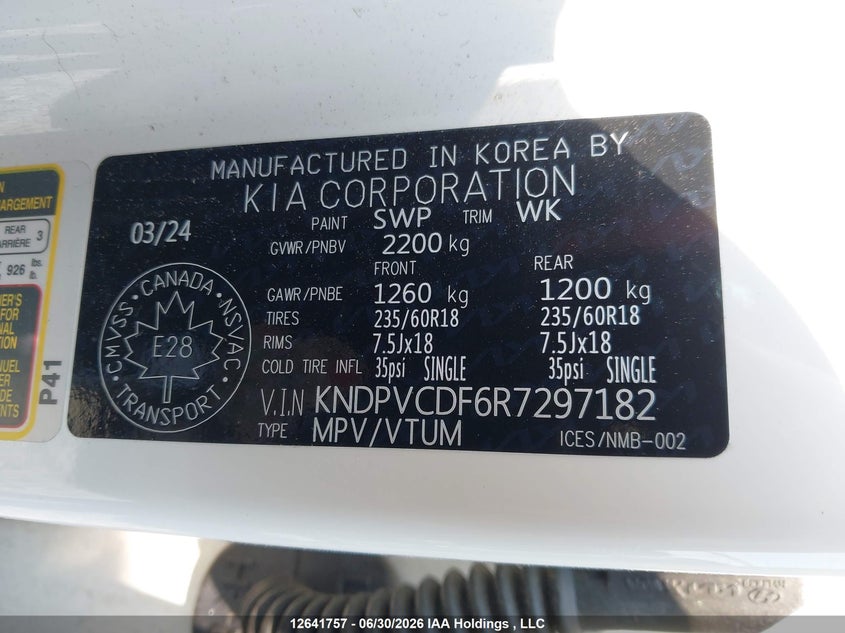 2024 Kia Sportage Ex/Ex Premium W/Black Interior/Ex Premium W/Red Interior VIN: KNDPVCDF6R7297182 Lot: 12641757