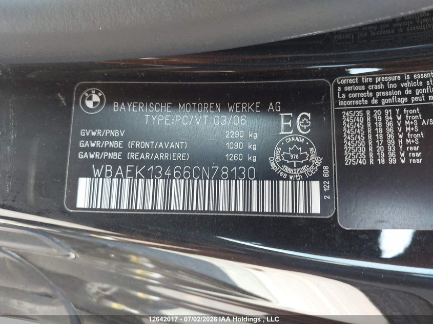 2006 BMW 6ER CABRIO 4.8L V-8 DOHC, VVT, 360HP