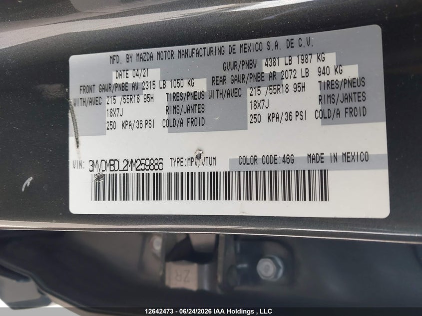 2021 MAZDA CX-30 WAGON 2.5L I-4 DI, DOHC, VVT, 186HP