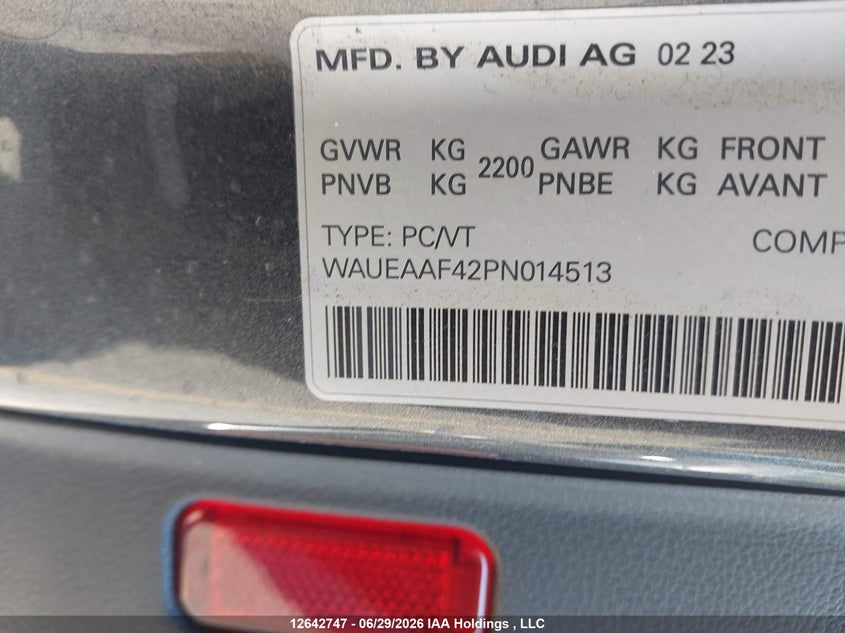 2023 AUDI A4 SEDAN 2.0L I-4 DI, DOHC, VVT, TURBO, 261HP