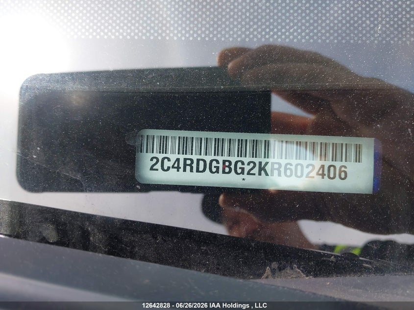 2019 Dodge Grand Caravan Cvp/Sxt VIN: 2C4RDGBG2KR602406 Lot: 12642828