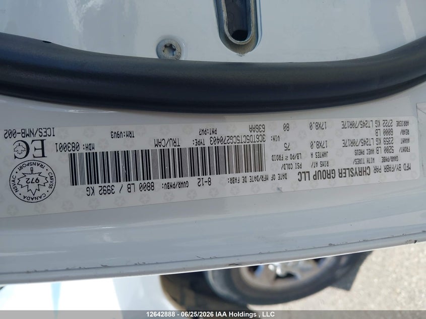 2012 Dodge Ram 2500 St VIN: 3C6TD5CT5CG270403 Lot: 12642888