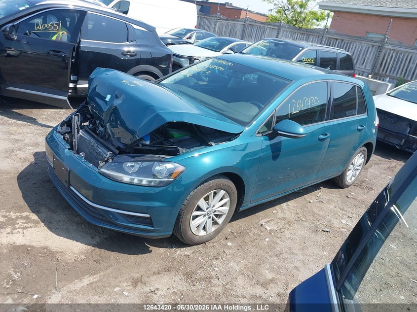 2019 Volkswagen Golf S/Se, Front, IAAI, VIN 3VWG57AUXKM008050 — photo 2