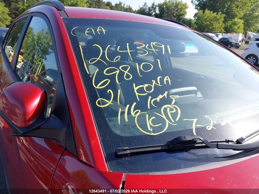 2021 Hyundai Kona Sel VIN: KM8K2CAA0MU698101 Lot: 12643491
