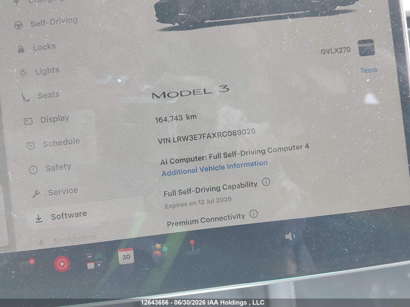 2024 Tesla Model 3 VIN: LRW3E7FAXRC089026 Lot: 12643656