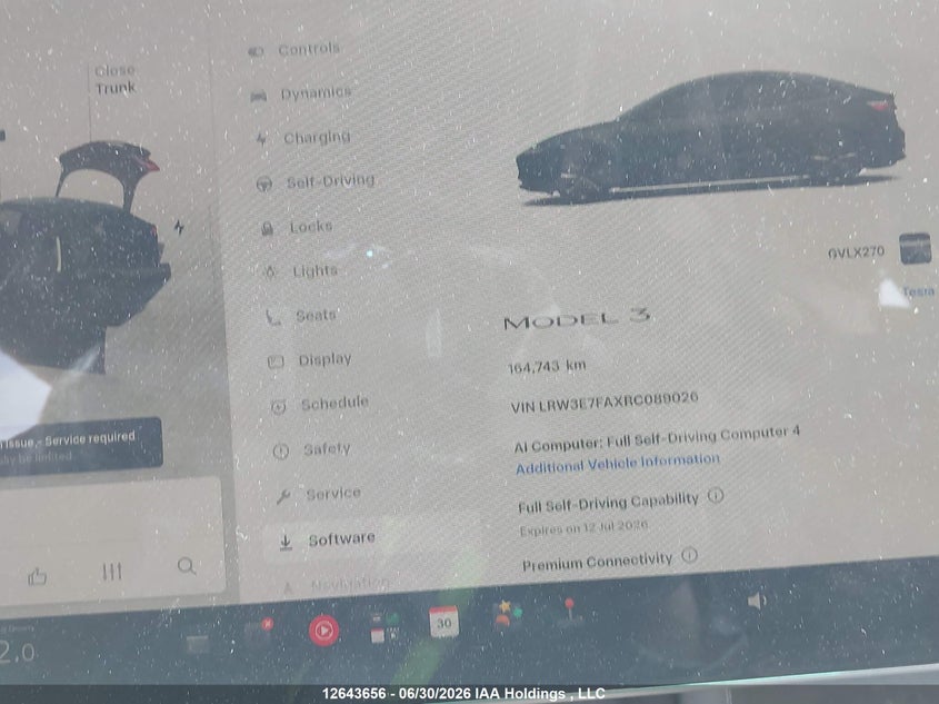2024 Tesla Model 3 VIN: LRW3E7FAXRC089026 Lot: 12643656