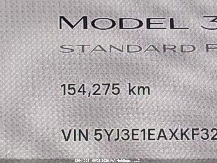 2019 Tesla Model 3 Long Range/Mid Range/Standard Range/Standard Range Plus VIN: 5YJ3E1EAXKF321988 Lot: 12644204