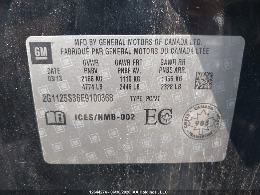 2014 CHEVROLET IMPALA SEDAN 3.6L V6 FI DOHC 24V NF4