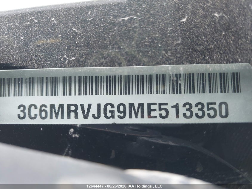 2021 Ram Promaster 3500 High Roof Extended 159 In. Wb VIN: 3C6MRVJG9ME513350 Lot: 12644447