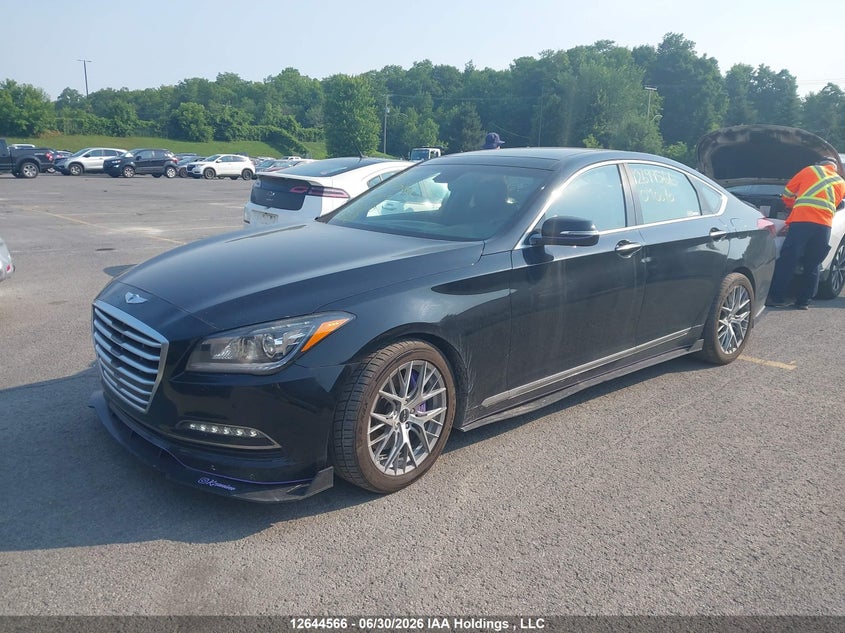 2015 Hyundai Genesis 3.8L, Rear, IAAI, VIN KMHGN4JE1FU040070 — photo 2