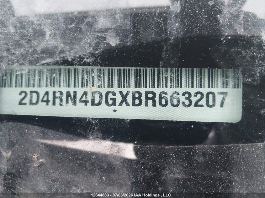 2011 Dodge Grand Caravan Se/Sxt VIN: 2D4RN4DGXBR663207 Lot: 12644883