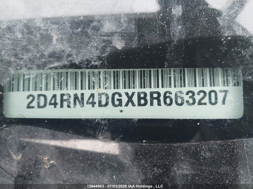 2011 Dodge Grand Caravan Se/Sxt VIN: 2D4RN4DGXBR663207 Lot: 12644883