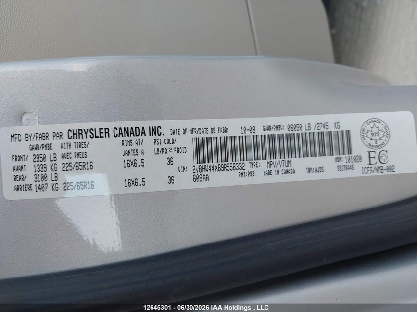 2009 Volkswagen Routan S VIN: 2V8HW44X89R558332 Lot: 12645301