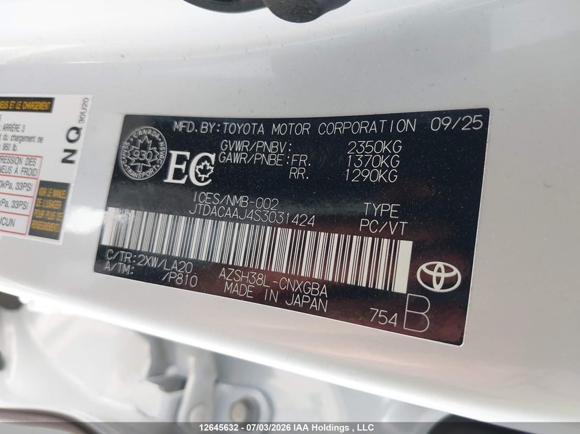 2025 Toyota Crown Signia Limited VIN: JTDACAAJ4S3031424 Lot: 12645632