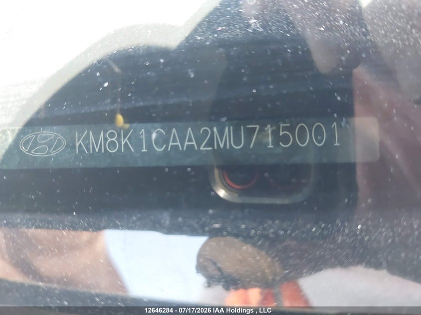 2021 Hyundai Kona Se VIN: KM8K1CAA2MU715001 Lot: 12646284