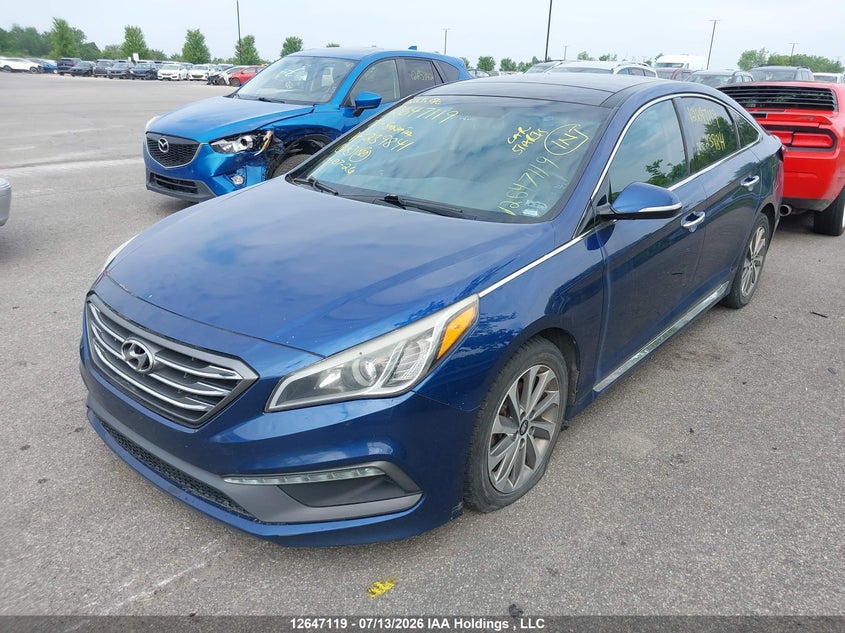 2015 Hyundai Sonata, Rear, IAAI, VIN 5NPE34AF7FH239841 — photo 2