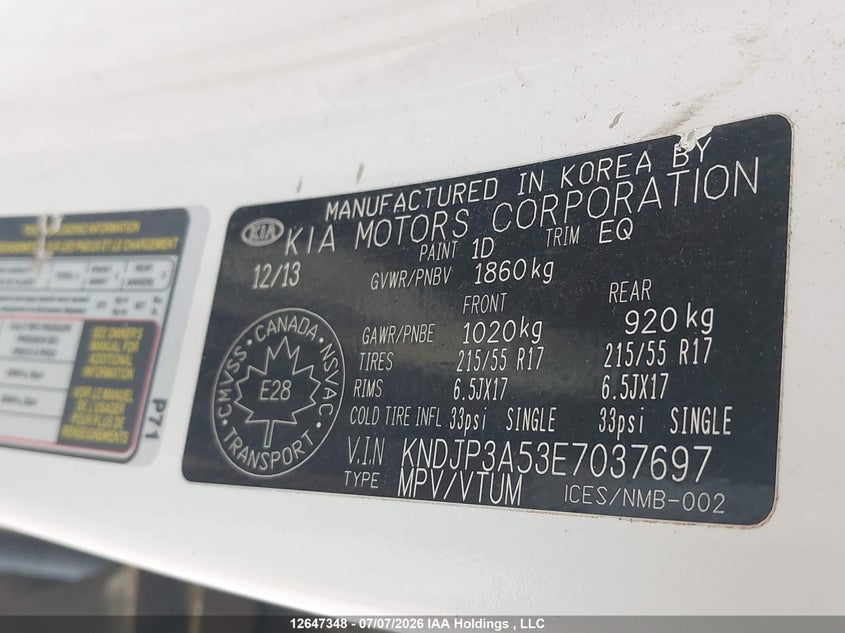 2014 KIA SOUL SPORT UTILITY VEHICLE 2.0L I-4 DI, DOHC, VVT, 164HP